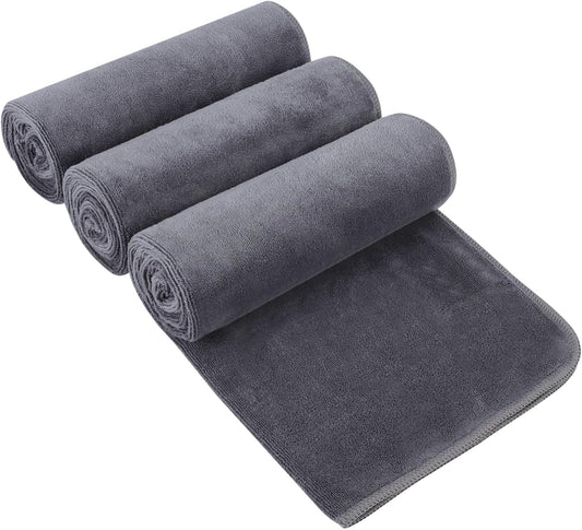 Microfibre Gym Towels Sports Towels 40CMX80CM Fast Drying Absorbent Workout Sweat Fitness Yoga Camping 3Pack Grey