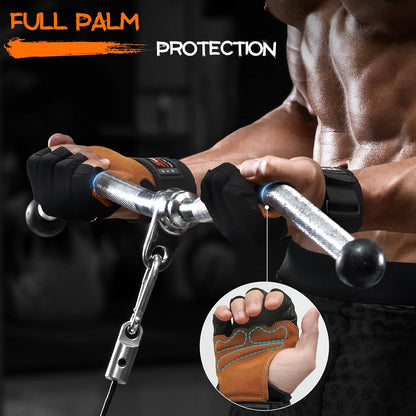 Gym Gloves Weight Lifting Gloves with Wrist Support for Men & Women - Full Palm Protection, Silicone Grip, 3/4 Finger Cover - Ideal for Weightlifting, Deadlifts & Gym Workouts