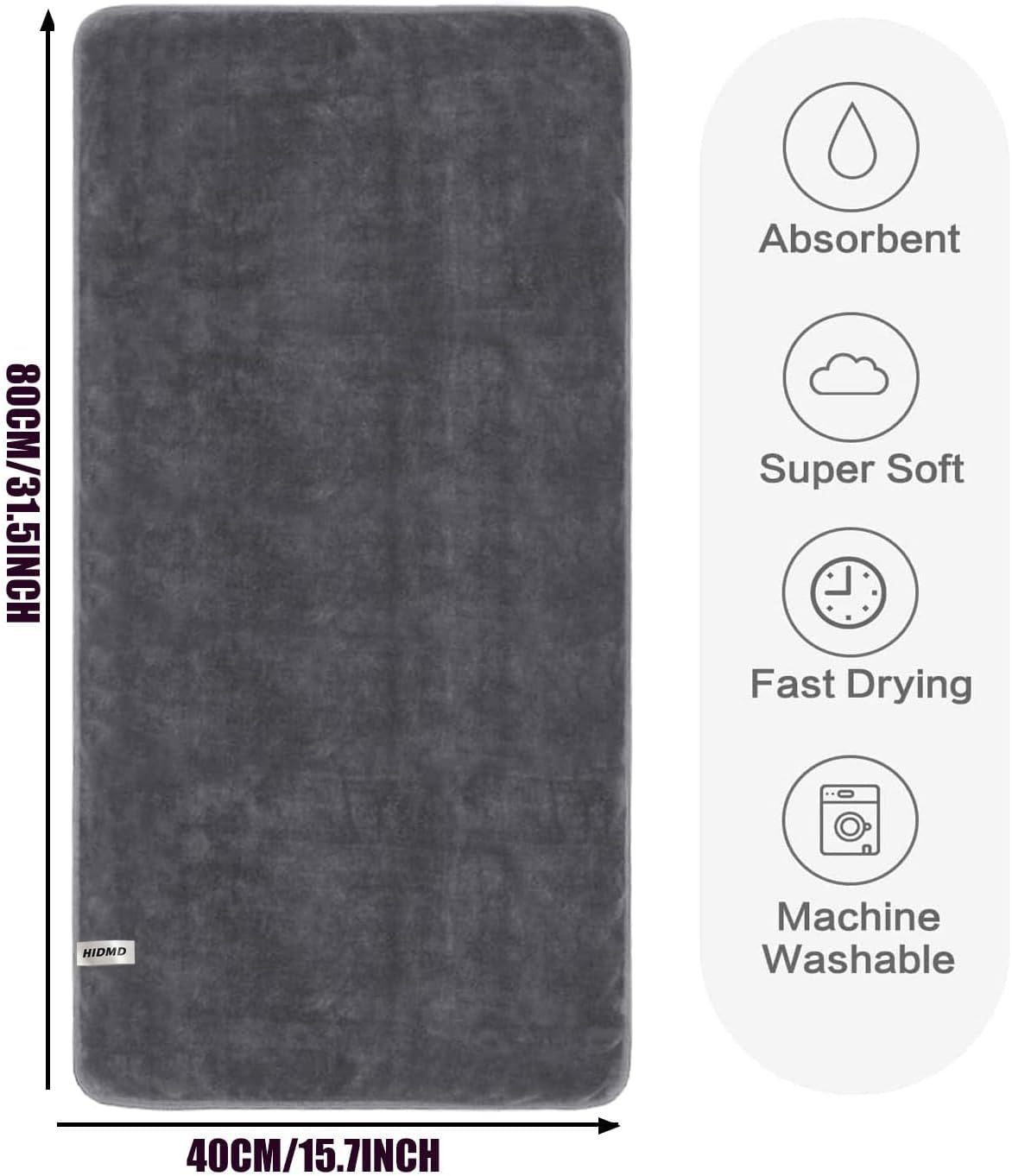 Microfibre Gym Towels Sports Towels 40CMX80CM Fast Drying Absorbent Workout Sweat Fitness Yoga Camping 3Pack Grey