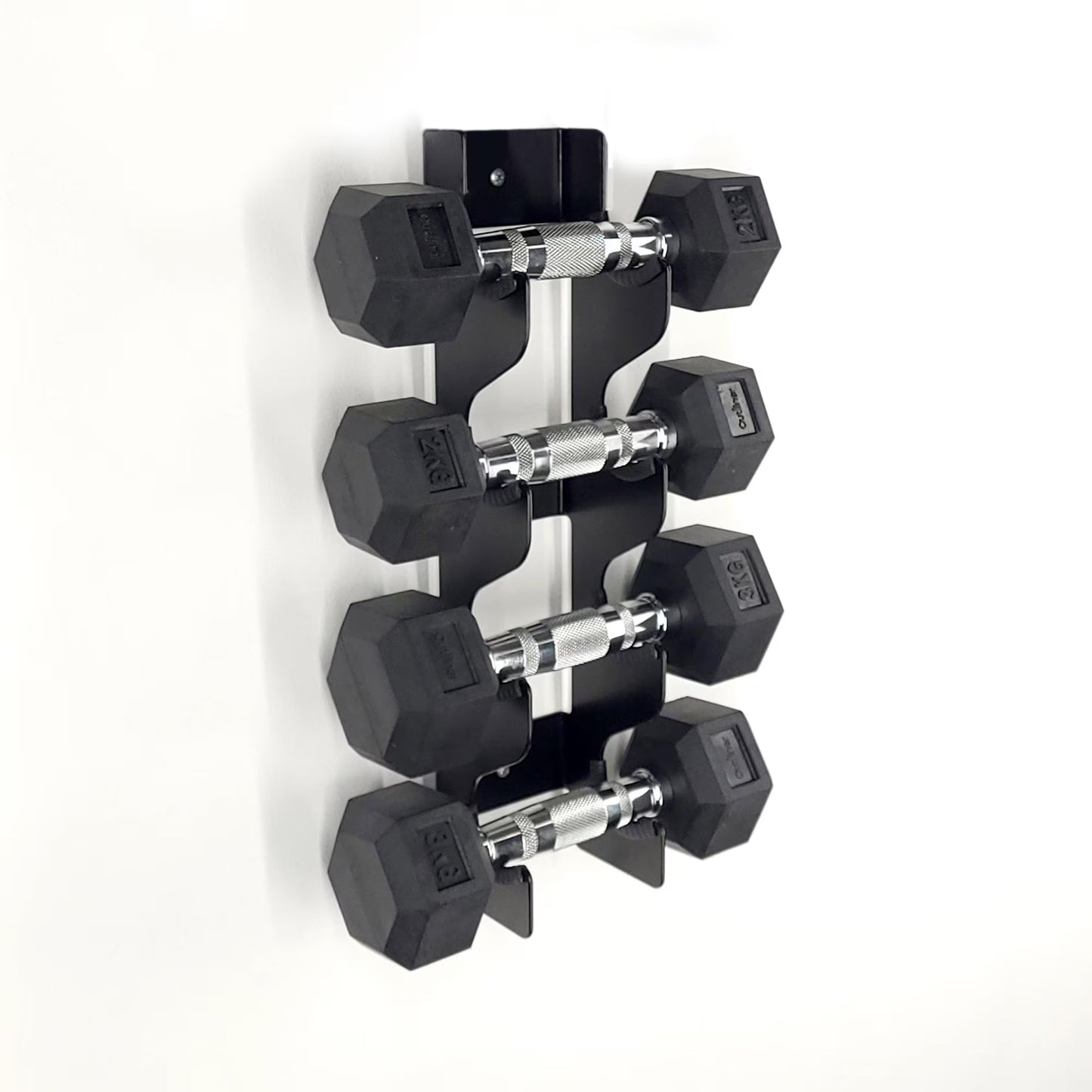 Wall-Mounted Small Dumbbell Rack - Compact Hand Weight Storage for Light Weights (Up to 4" / 10Cm Diameter) Home Gym Space-Saving Organizer