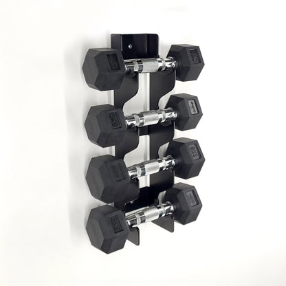 Wall-Mounted Small Dumbbell Rack - Compact Hand Weight Storage for Light Weights (Up to 4" / 10Cm Diameter) Home Gym Space-Saving Organizer