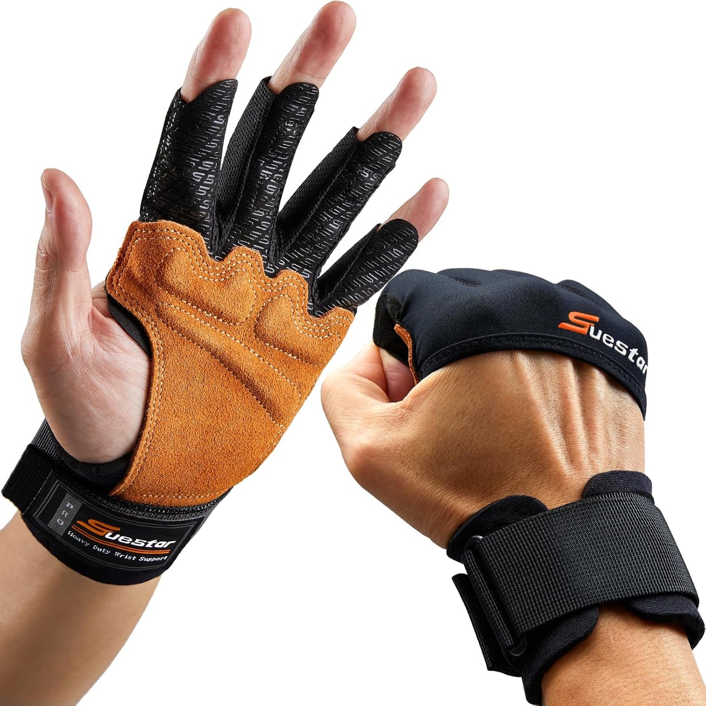 Gym Gloves Weight Lifting Gloves with Wrist Support for Men & Women - Full Palm Protection, Silicone Grip, 3/4 Finger Cover - Ideal for Weightlifting, Deadlifts & Gym Workouts
