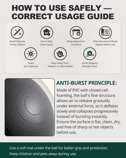 Exercise Ball for Yoga, Pilates & Fitness – Stability Ball Equipment for Home Gym & Office Chair, Core & Balance Training Accessories, Physical Therapy Equipment, Quick Pump Included, 5 Sizes