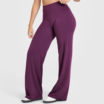Straight Leg Pants Ultra Soft Butter Fabric Women Mid-Waist Yoga Pants Naked Feel Sports Leggings Pilates Running Sport Trousers