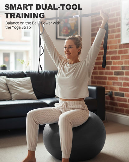 Exercise Ball for Yoga, Pilates & Fitness – Stability Ball Equipment for Home Gym & Office Chair, Core & Balance Training Accessories, Physical Therapy Equipment, Quick Pump Included, 5 Sizes