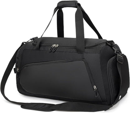 Waterproof Gym Bag Duffle Bag with Wet Pockets and Shoe Compartment,Durable Sports Holdall Bags Travel Bag for Women Man(Black,40L)