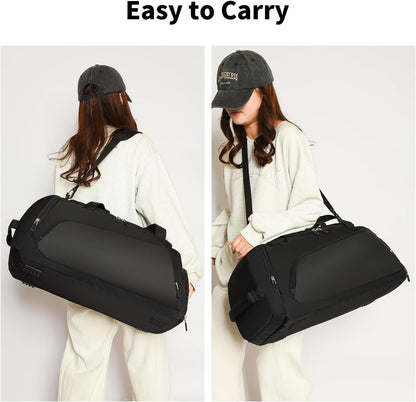 Waterproof Gym Bag Duffle Bag with Wet Pockets and Shoe Compartment,Durable Sports Holdall Bags Travel Bag for Women Man(Black,40L)