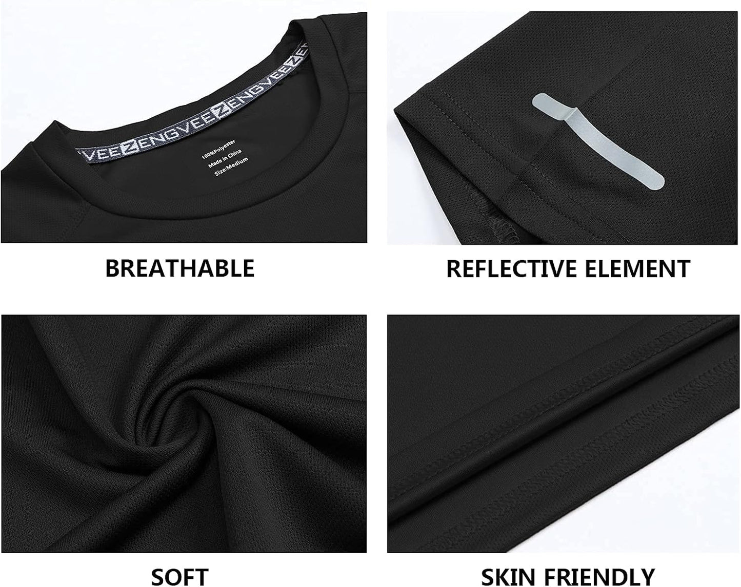 1/3 Pack Mens T-Shirts Quick Dry Short Sleeve Tops Adult Moisture Wicking Active Athletic Running Work Shirts