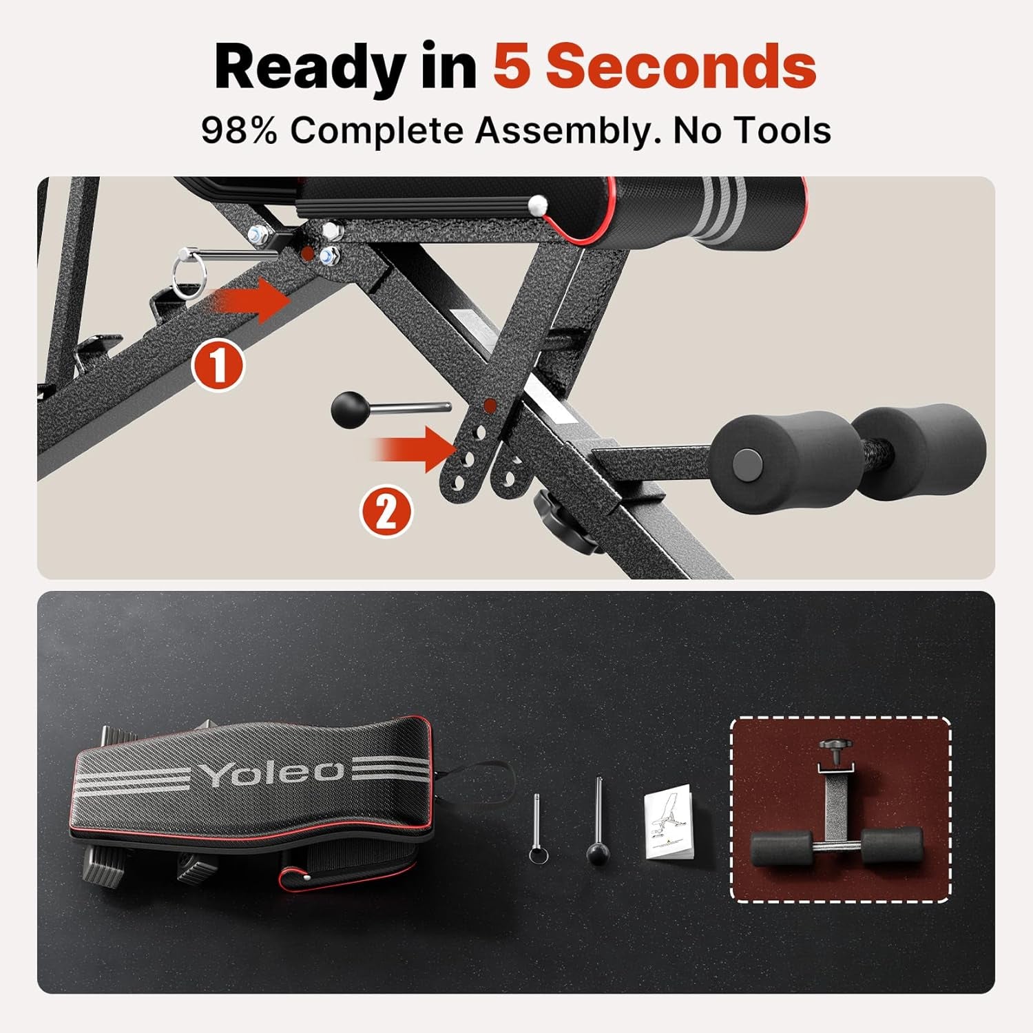 Adjustable Weight Bench for Home Gym, Astm-Certified 827LBS, 98% Pre-Assembled, Foldable Gym Bench with 84 Positions Incline Decline Flat, Wider Seat