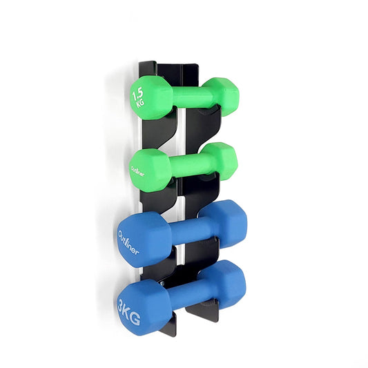 Wall-Mounted Small Dumbbell Rack - Compact Hand Weight Storage for Light Weights (Up to 4" / 10Cm Diameter) Home Gym Space-Saving Organizer
