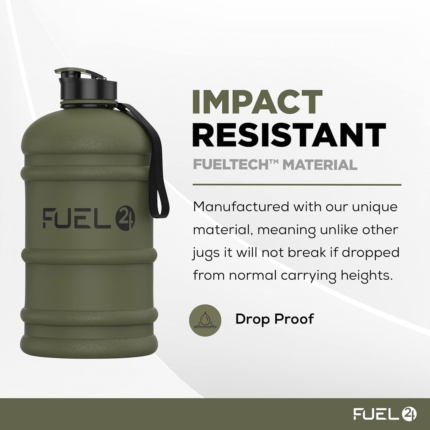 Jug - 2.2 Litre Water Bottle - Extra Strong Flex Material - Drop Proof, Pop or Straw Cap Options - 2.2L Large Gym Sports Bottle, BPA FREE