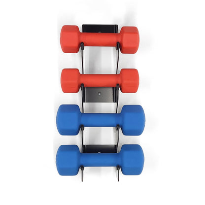 Wall-Mounted Small Dumbbell Rack - Compact Hand Weight Storage for Light Weights (Up to 4" / 10Cm Diameter) Home Gym Space-Saving Organizer
