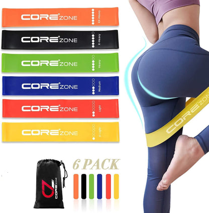 Resistance Bands Set of 6 – Loop Resistance Bands with 6 Resistance Levels for Glutes, Legs, Yoga, Pilates, Home Workout, Fitness & Physiotherapy – Exercise Bands for Men & Women