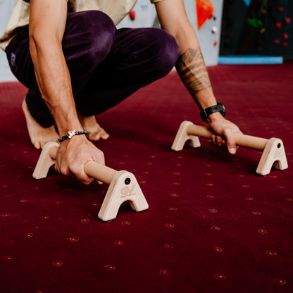 Hardwood Parallettes; Push-Up Handles, 3 Cm Beech Push-Up Bars for Calisthenics & L-Sits